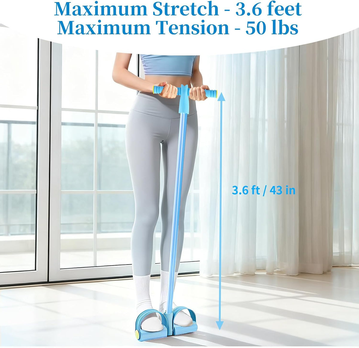Pedal Resistance Bands with Handles, Upgrade 6-Tubes Elastic Bands for Exercise, Natural Rubber Foot Pedal Resistance Bands, Multifunction Fitness Bands for Abdomen, Waist, Arm, Leg, Pilates